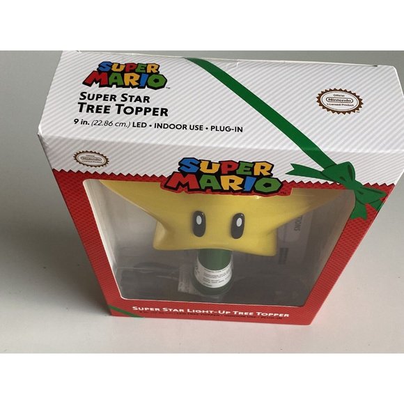 Nintendo Super Mario 9" Super Star Light Up LED Plug In Christmas Tree Topper - Picture 4 of 10